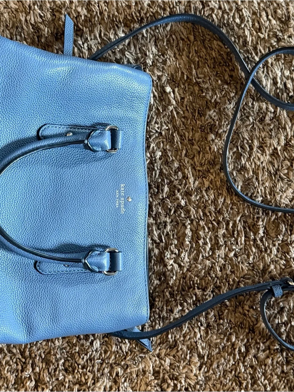 kate spade Blue Pebbled Leather Crossbody Satchel